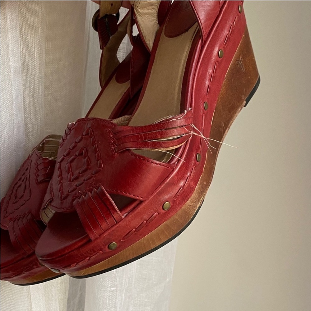 Frye Carlie Huarache Wedge Heel Sandals